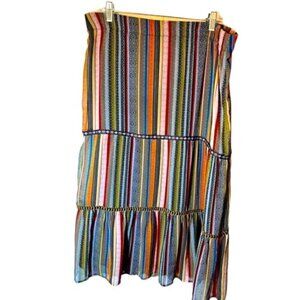 Multicolored Boho Striped Prairie Flowy Skirt Women’s Size Small